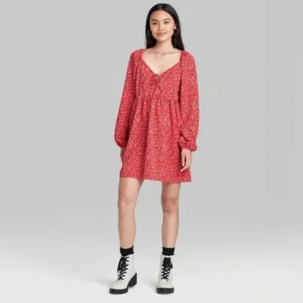 Wild Fable Spring Red Floral Mini Dress